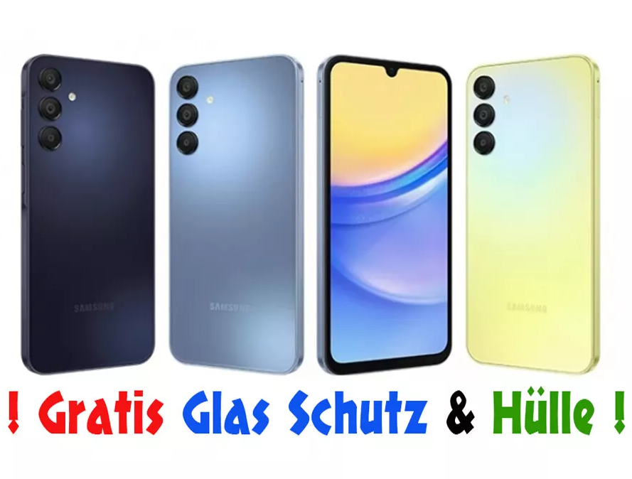 Samsung Galaxy A15 5G SM-A155F/DSN LTE 128GB Smartphone Handy NEU &OVP  EU Spec inkl Passende Hülle (durchsichtig) & Glas Schutz